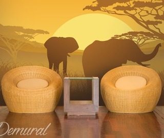 elefantes en un safari fotomurales paisaje fotomurales demural