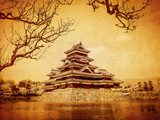 Atardecer en el castillo japonés