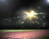 Atardecer en la pista deportiva iluminada