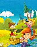 Aventura soleada en el bosque infantil