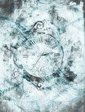 Esfera temporal en tonos azules y grises