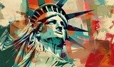 Estatua de libertad en vibrante abstracción