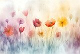 Flores de acuarela en suaves tonos primaverales