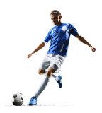 Jugador de fútbol en acción dinámica