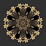 Mandala Dorado en Fondo Negro