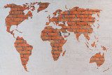 Mapa mundi en textura ladrillo