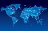 Red global de conexiones iluminadas