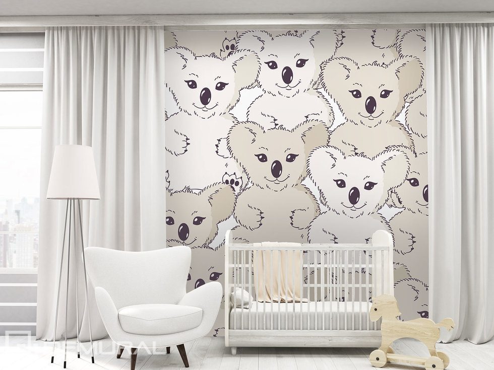 Con un oso koala en la pared Fotomurales para cuarto de niños Fotomurales Demural