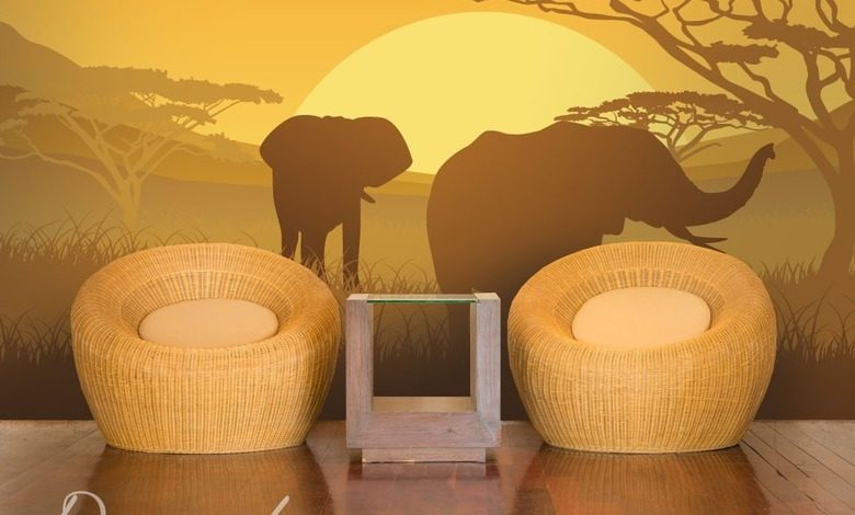 elefantes en un safari fotomurales paisaje fotomurales demural