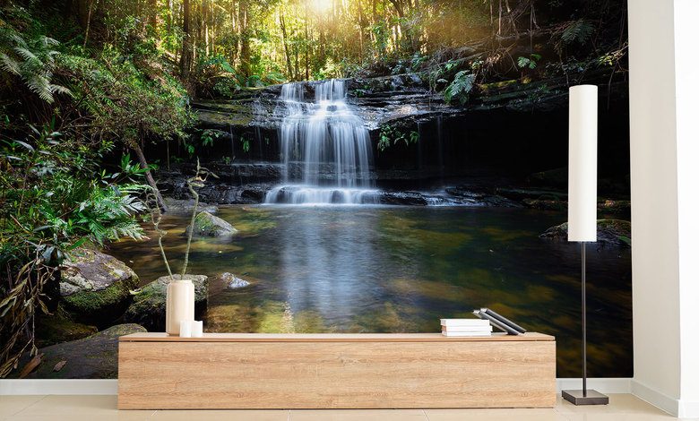 el murmullo de una cascada del bosque fotomurales para salon fotomurales demural