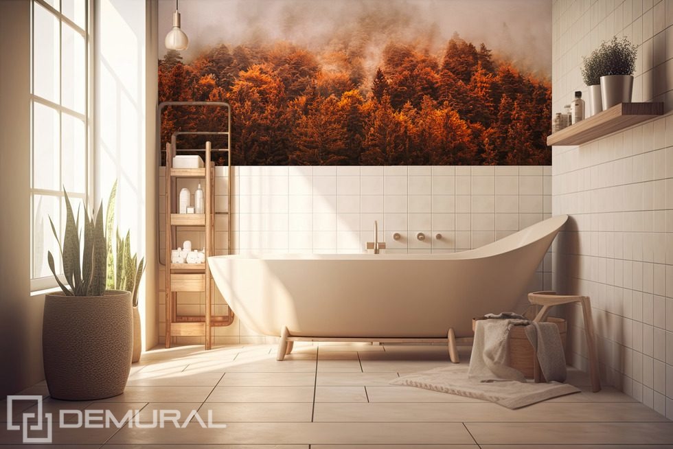 Belleza otoñal del bosque Fotomurales para cuarto de baño Fotomurales Demural