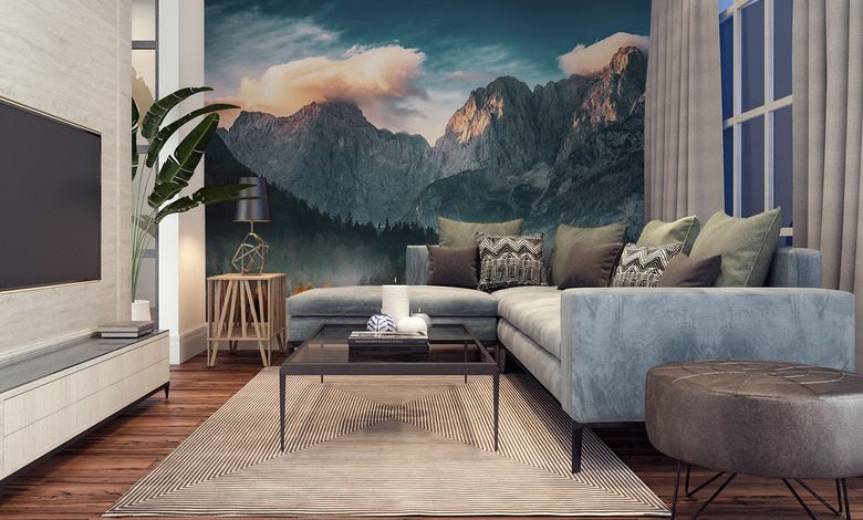 paisaje de montana al atardecer fotomurales para salon fotomurales demural