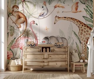historia exotica con habitantes de la jungla fotomurales para cuarto de ninos fotomurales demural