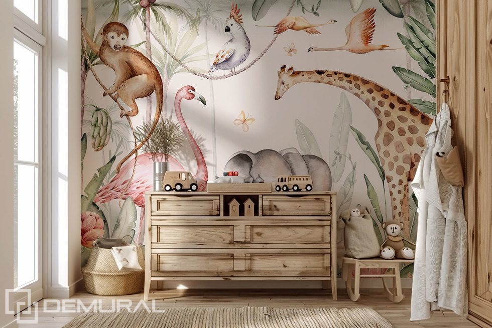 Historia exótica con habitantes de la jungla Fotomurales para cuarto de niños Fotomurales Demural