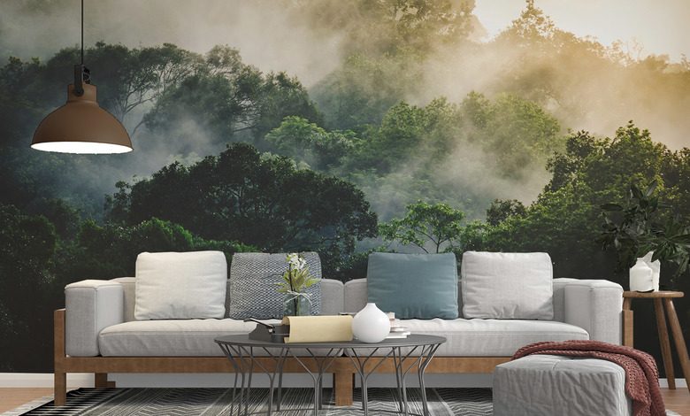 niebla matutina sobre la selva tropical fotomurales para salon fotomurales demural
