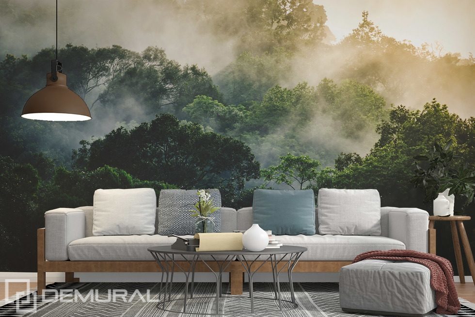 Niebla matutina sobre la selva tropical Fotomurales para salón Fotomurales Demural