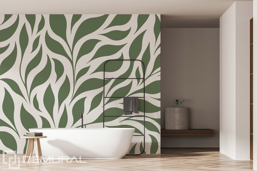 Motivo verde de armonía orgánica Fotomurales para cuarto de baño Fotomurales Demural