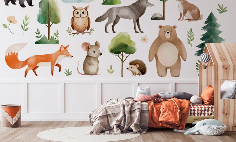 aventura en el bosque con adorables animales fotomurales para cuarto de ninos fotomurales demural