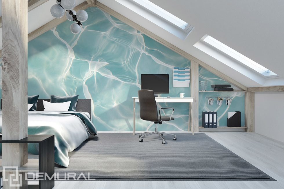 Superficie turquesa con reflejos de luz Fotomurales para dormitorio Fotomurales Demural