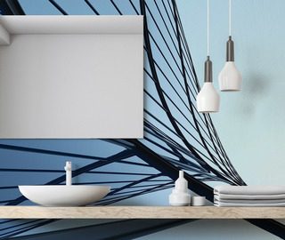 linea arquitectonica abstracta en tonos azules fotomurales para cuarto de bano fotomurales demural