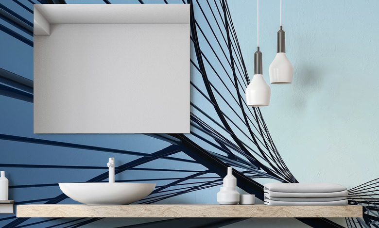 linea arquitectonica abstracta en tonos azules fotomurales para cuarto de bano fotomurales demural