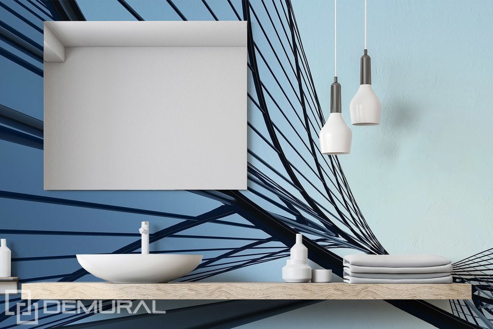 Línea arquitectónica abstracta en tonos azules Fotomurales para cuarto de baño Fotomurales Demural