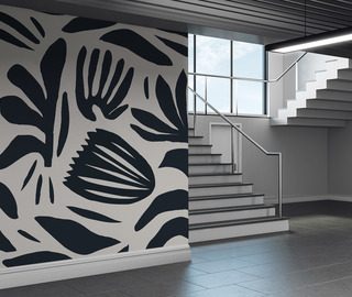 patron vegetal en blanco y negro de alto contraste fotomurales flores fotomurales demural