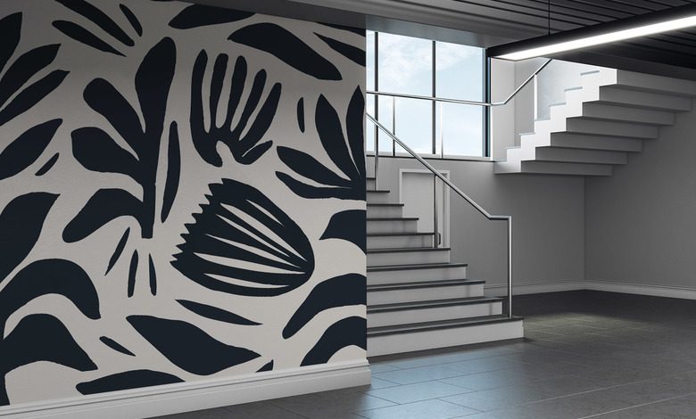 patron vegetal en blanco y negro de alto contraste fotomurales flores fotomurales demural