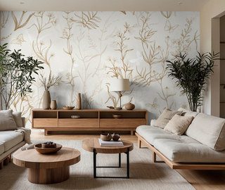 plantas silvestres doradas sobre fondo claro fotomurales para salon fotomurales demural