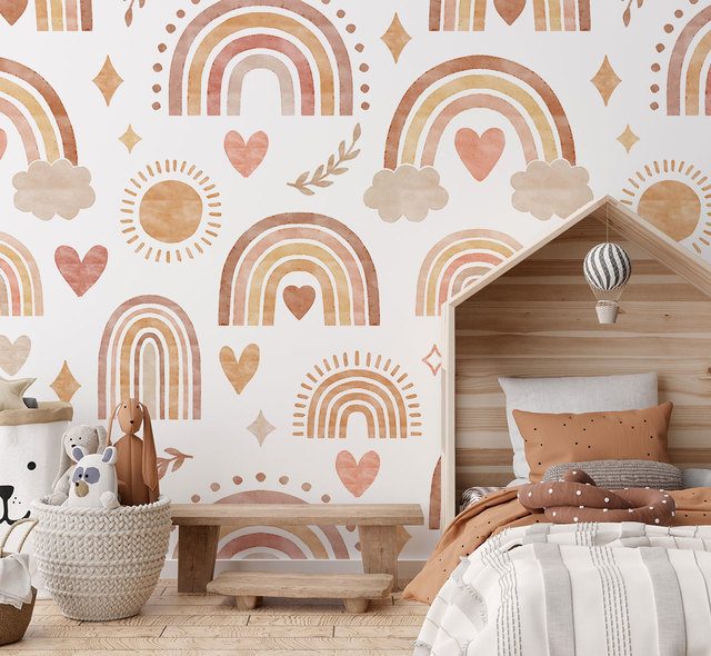 arcoiris pastel y corazoncitos para el pequeno fotomurales para cuarto de ninos fotomurales demural