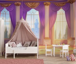 salon de princesa de cuento al atardecer fotomurales para cuarto de ninos fotomurales demural