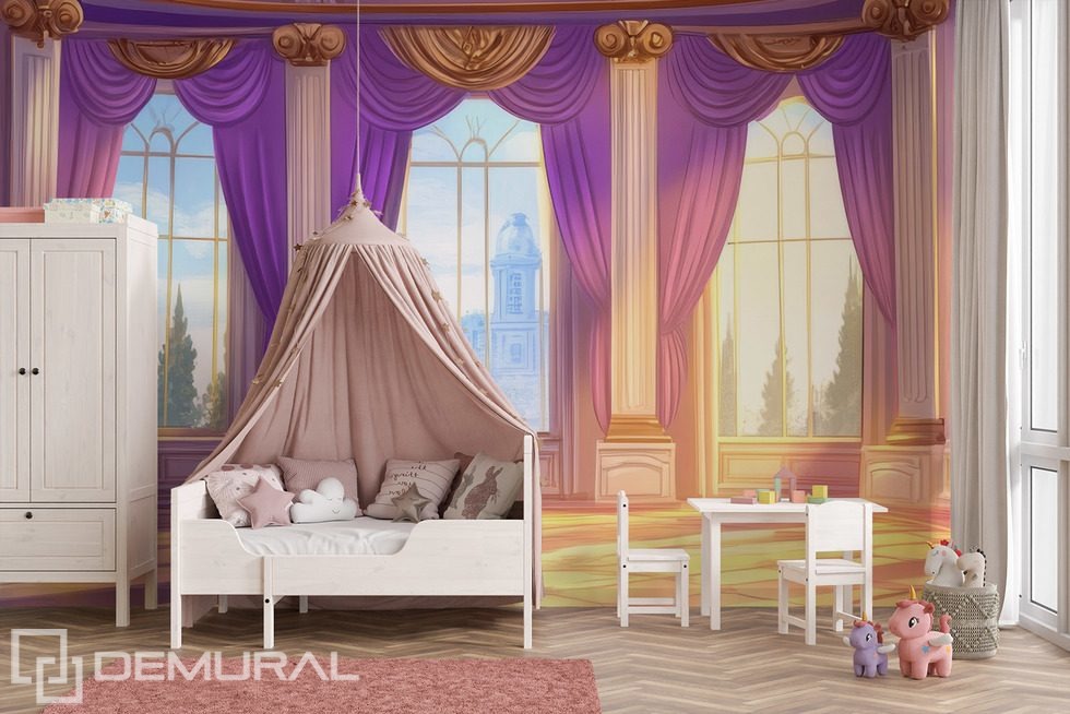 Salón de princesa de cuento al atardecer Fotomurales para cuarto de niños Fotomurales Demural