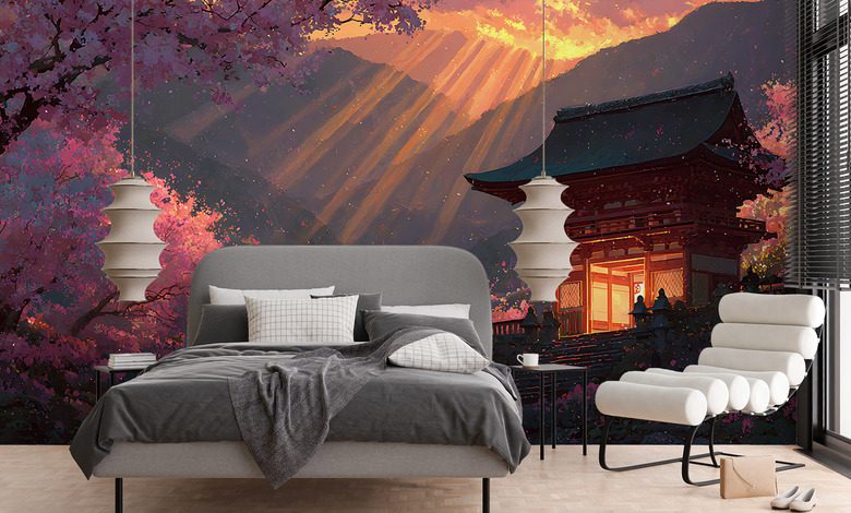 templo japones bajo la luz del atardecer fotomurales orientales fotomurales demural