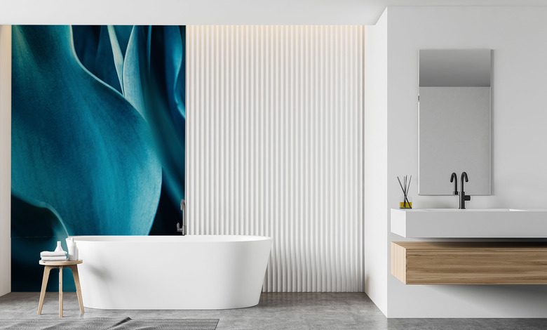 elegancia turquesa de los petalos florales fotomurales para cuarto de bano fotomurales demural