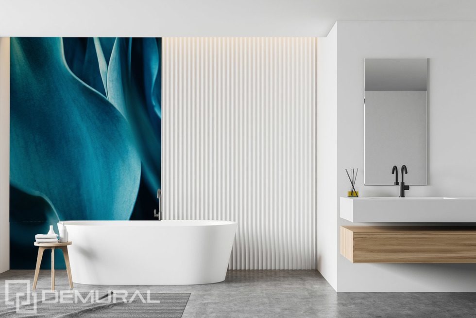Elegancia turquesa de los pétalos florales Fotomurales para cuarto de baño Fotomurales Demural