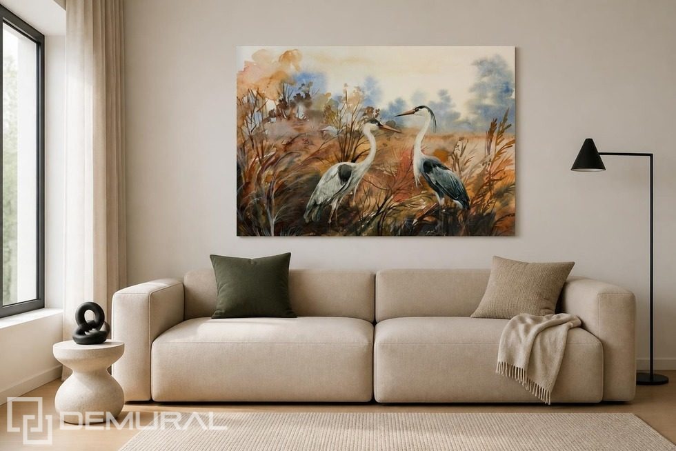 Luz sutil y motivo natural de grullas Cuadros Animales Cuadros Demural