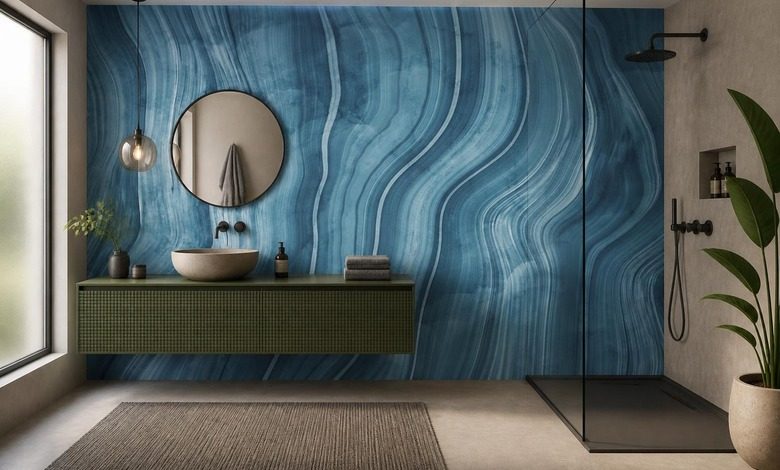 ondas ritmicas de piedra azul fotomurales para cuarto de bano fotomurales demural