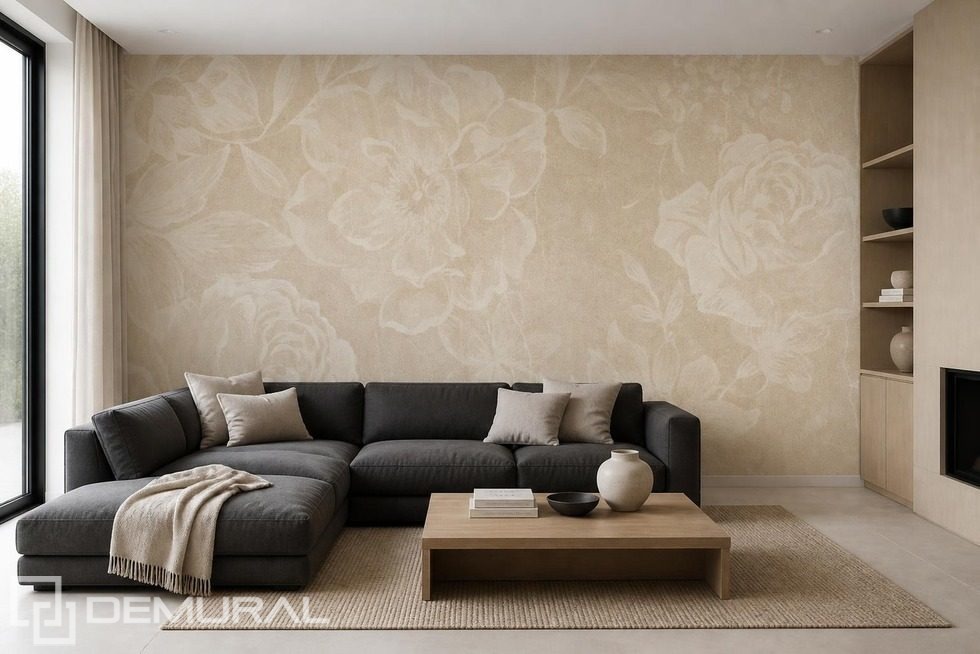 Luz suave sobre un delicado motivo floral Fotomurales para salón Fotomurales Demural