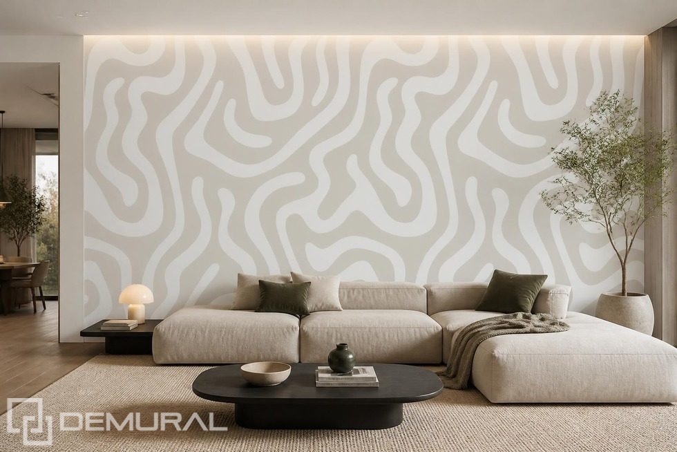 Sutil juego de líneas en tonos naturales Fotomurales para salón Fotomurales Demural