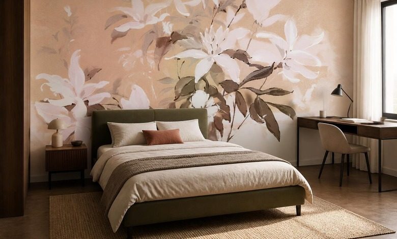 juego delicado de luz sobre un motivo floral fotomurales para dormitorio fotomurales demural