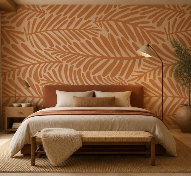 ritmo calido del motivo vegetal en la pared fotomurales para dormitorio fotomurales demural