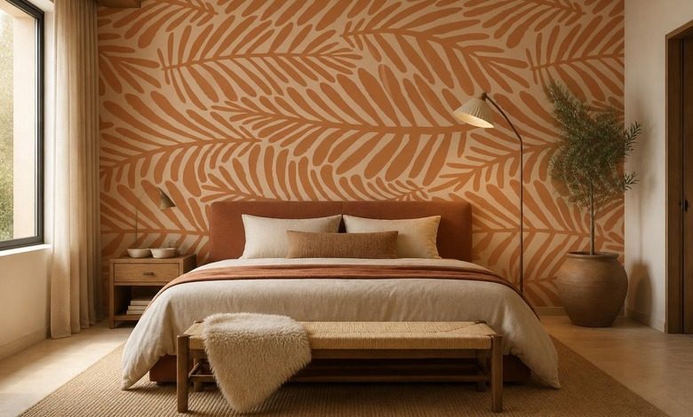 ritmo calido del motivo vegetal en la pared fotomurales para dormitorio fotomurales demural