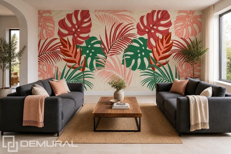 Hojas artísticas en un diseño decorativo Fotomurales para salón Fotomurales Demural