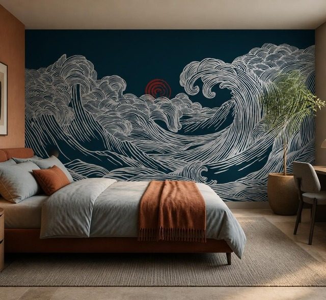 luz del atardecer sobre un motivo ondulante fotomurales para dormitorio fotomurales demural