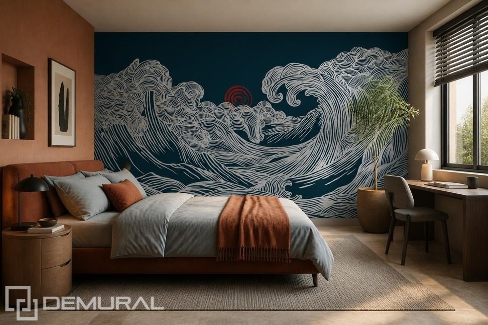Luz del atardecer sobre un motivo ondulante Fotomurales para dormitorio Fotomurales Demural
