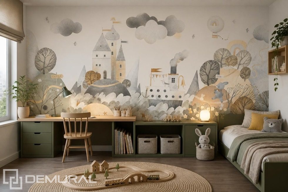 Ritmo suave y escala de un panorama de cuento en la pared Fotomurales para cuarto de niños Fotomurales Demural