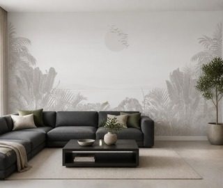 sutil juego de formas vegetales y luz fotomurales para salon fotomurales demural