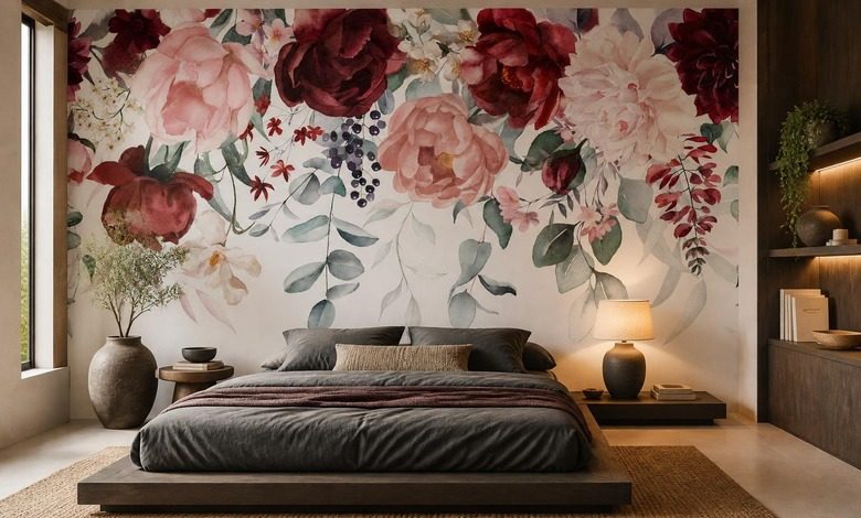 luz suave con motivo floral fotomurales para dormitorio fotomurales demural