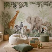 Motivo-decorativo-de-jungla-con-animales-salvajes-fotomurales-para-cuarto-de-ninos-fotomurales-demural