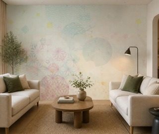 juego estilizado de formas geometricas en tonos pastel fotomurales para salon fotomurales demural